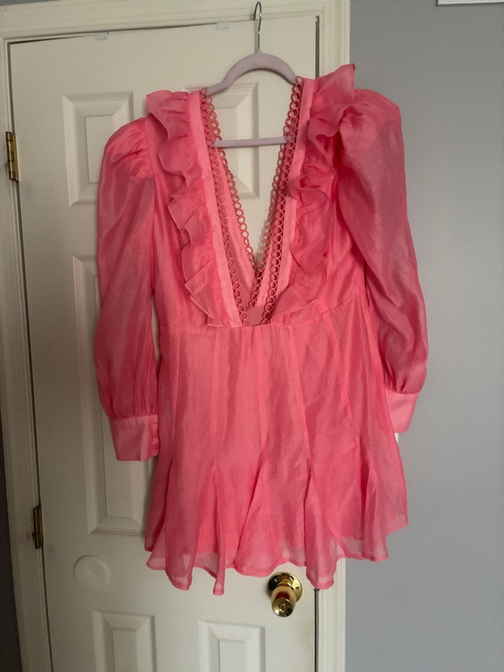 Pretty Pink Ruffle V-Neck - Picture 2 of 6